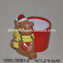 2016 Lovely Christmas bear ceramic flower pot
